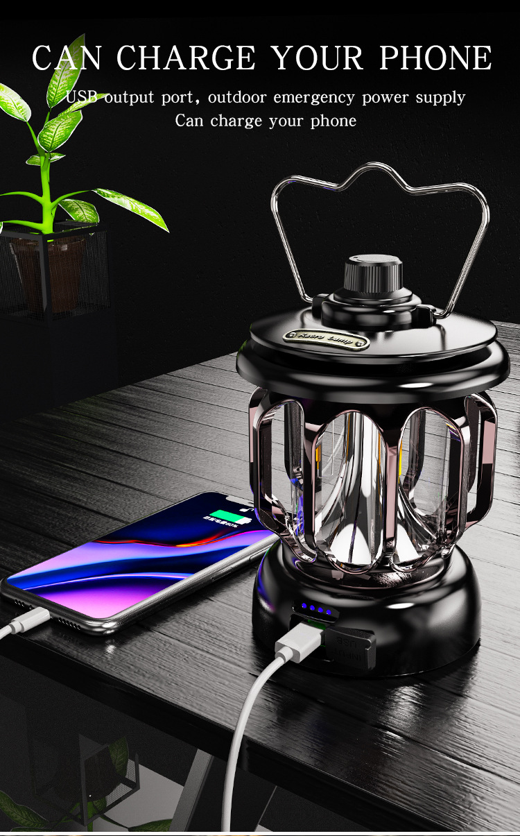 Cheap Goat Tents Portable Retro Outdoor Camping Light Rechargeable 18650 Battery Powered Lamp for Home Party Hanging Tent Lantern Lant Lighting   